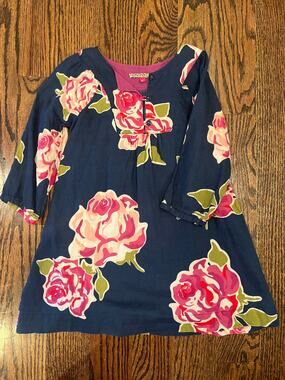 Pink Chicken Floral Dress Navy Pink Girls Size 5Y